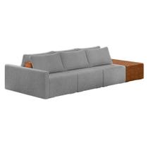 Sofá Ilha 3 Lugares Living 402cm Modulado Lary Bouclê K01 Cor Cinza Claro Sofá Ilha 3 Lugares Living 402cm Modulado Lary Bouclê K01 Cor Cinza Claro
