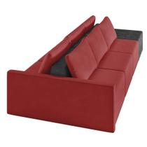 Sofá Ilha 3 Lugares Living 402cm Modulado Lary Veludo Pu Pto K01 Cor Vemelho