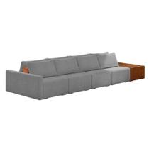 Sofá Ilha 4 Lugares Living 392cm Modulado Lary Bouclê K01 Cor Cinza Sofá Ilha 4 Lugares Living 392cm Modulado Lary Bouclê K01 Cor Cinza