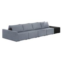 Sofá Ilha 4 Lugares Living 392cm Modulado Lary Linho Azul Pu Pto K01 - D'rossi Sofá Ilha 4 Lugares Living 392cm Modulado Lary Linho Azul Pu Pto K01 - D'rossi