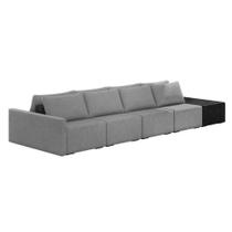 Sofá Ilha 4 Lugares Living 392cm Modulado Lary Linho Grafite Pu Pto K01 - D'rossi Sofá Ilha 4 Lugares Living 392cm Modulado Lary Linho Grafite Pu Pto K01 - D'rossi