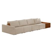 Sofá Ilha 4 Lugares Living 432cm Modulado Lary Linho K01 Cor Cinza Sofá Ilha 4 Lugares Living 432cm Modulado Lary Linho K01 Cor Cinza