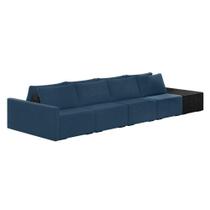 Sofá Ilha 4 Lugares Living 432cm Modulado Lary Veludo Azul Marinho Pu Pto K01 - D'rossi Sofá Ilha 4 Lugares Living 432cm Modulado Lary Veludo Azul Marinho Pu Pto K01 - D'rossi