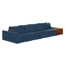 Sofá Ilha 4 Lugares Living 432cm Modulado Lary Veludo K01 Cor Azul Marinho Sofá Ilha 4 Lugares Living 432cm Modulado Lary Veludo K01 Cor Azul Marinho