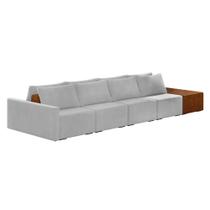 Sofá Ilha 4 Lugares Living 432cm Modulado para Sala Lary Veludo Cinza K01 - D'Rossi