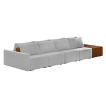 Sofá Ilha 4 Lugares Living 472cm Modulado Lary Veludo Cinza K01 - D'rossi