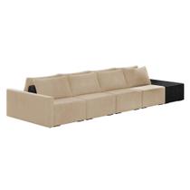 Sofá Ilha 4 Lugares Living 472cm Modulado Lary Veludo Pu Pto K01 Cor Vermelho