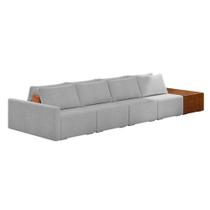 Sofá Ilha 4 Lugares Living 512cm Modulado Lary Bouclê K01 Cor Cinza Claro Sofá Ilha 4 Lugares Living 512cm Modulado Lary Bouclê K01 Cor Cinza Claro