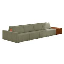 Sofá Ilha 4 Lugares Living 512cm Modulado Lary Bouclê K01 Cor Verde