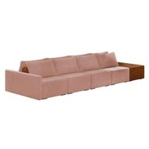 Sofá Ilha 4 Lugares Living 512cm Modulado Lary Veludo K01 Cor Rose