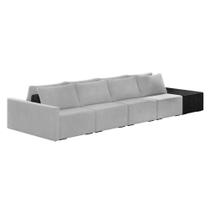 Sofá Ilha 4 Lugares Living 512cm Modulado Lary Veludo-pu Pto K01 Cor Cinza Sofá Ilha 4 Lugares Living 512cm Modulado Lary Veludo-pu Pto K01 Cor Cinza