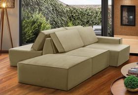 Sofá Ilha 7 Lugares Isadora Suede Bege Adonai Estofados