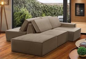 Sofá Ilha 7 Lugares Isadora Suede Cappuccino Adonai Estofados Sofá Ilha 7 Lugares Isadora Suede Cappuccino Adonai Estofados