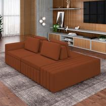 Sofá Ilha com Encosto e Almofadas Móveis Olimpo 285cm Modulado Linho Terracota G45 - Gran Belo Sofá Ilha com Encosto e Almofadas Móveis Olimpo 285cm Modulado Linho Terracota G45 - Gran Belo
