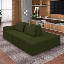 Sofá Ilha com Encosto e Almofadas Móveis Olimpo 285cm Modulado Linho Verde G45 - Gran Belo Sofá Ilha com Encosto e Almofadas Móveis Olimpo 285cm Modulado Linho Verde G45 - Gran Belo