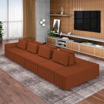 Sofá Ilha com Encosto e Almofadas Móveis Olimpo 505cm Modulado Linho Terracota G45 - Gran Belo Sofá Ilha com Encosto e Almofadas Móveis Olimpo 505cm Modulado Linho Terracota G45 - Gran Belo