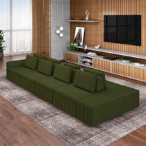 Sofá Ilha com Encosto e Almofadas Móveis Olimpo 505cm Modulado Linho Verde G45 - Gran Belo Sofá Ilha com Encosto e Almofadas Móveis Olimpo 505cm Modulado Linho Verde G45 - Gran Belo
