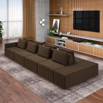 Sofá Ilha com Encosto e Almofadas Móveis Olimpo 505cm Modulado Veludo Marrom G45 - Gran Belo Sofá Ilha com Encosto e Almofadas Móveis Olimpo 505cm Modulado Veludo Marrom G45 - Gran Belo