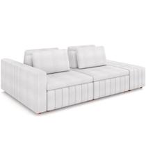 Sofá Ilha Com Puff Living 245cm Amber M03 Bouclê Branco