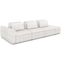 Sofá Ilha Com Puff Living 365cm Amber M03 Bouclê Branco