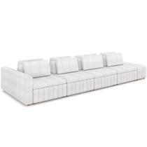Sofá Ilha Com Puff Living 425cm Amber M03 Bouclê Branco