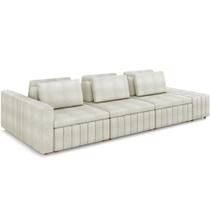 Sofá Ilha Com Puff Para Sala Living 365cm Amber M03 Bouclê Bege Claro - Lyam Decor