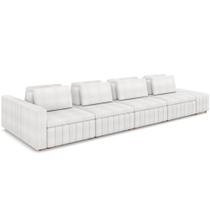 Sofá Ilha com Puff para Sala Living 505cm Amber M03 Bouclê Branco - Lyam Decor