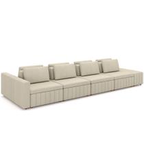 Sofá Ilha com Puff para Sala Living 505cm Amber M03 Linho Cru - Lyam Decor Sofá Ilha com Puff para Sala Living 505cm Amber M03 Linho Cru - Lyam Decor