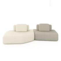 Sofá Ilha Dakota 2 Módulos 310cm Encostos Almofadas Soltas Bouclê OffWhite/Bege G33 - Gran Belo Sofá Ilha Dakota 2 Módulos 310cm Encostos Almofadas Soltas Bouclê OffWhite/Bege G33 - Gran Belo
