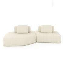 Sofá Ilha Dakota 2 Módulos 310cm Encostos Almofadas Soltas Bouclê OffWhite G33 - Gran Belo Sofá Ilha Dakota 2 Módulos 310cm Encostos Almofadas Soltas Bouclê OffWhite G33 - Gran Belo