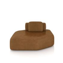 Sofá Ilha Dakota Chaise 168cm Modulado Encosto Almofada Solta PU Caramelo G33 - Gran Belo