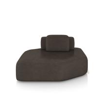 Sofá Ilha Dakota Chaise 168cm Modulado Encosto Almofada Solta PU Marrom G33 - Gran Belo