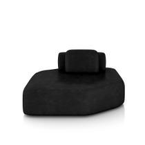 Sofá Ilha Dakota Chaise 168cm Modulado Encosto Almofada Solta PU Preto G33 - Gran Belo