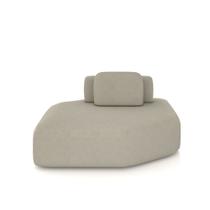 Sofá Ilha Dakota Chaise 168cm Modulado Encosto Almofada Solta Veludo Bege G33 - Gran Belo