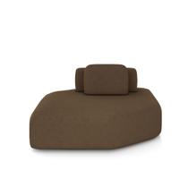 Sofá Ilha Dakota Chaise 168cm Modulado Encosto Almofada Solta Veludo Marrom G33 - Gran Belo
