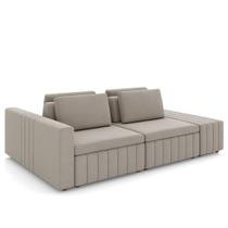 Sofá Ilha e Puff Sala Living 245cm Siesta M22 Veludo Bege - Mpozenato