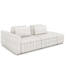 Sofá Ilha e Puff Sala Living 285cm Siesta M22 Bouclê Bege Claro - Mpozenato