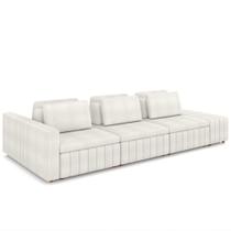 Sofá Ilha e Puff Sala Living 335cm Siesta M22 Bouclê Bege Claro - Mpozenato Sofá Ilha e Puff Sala Living 335cm Siesta M22 Bouclê Bege Claro - Mpozenato