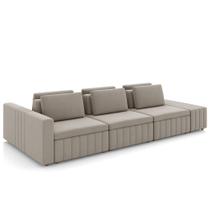 Sofá Ilha e Puff Sala Living 335cm Siesta M22 Veludo Bege - Mpozenato Sofá Ilha e Puff Sala Living 335cm Siesta M22 Veludo Bege - Mpozenato