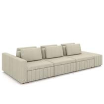 Sofá Ilha e Puff Sala Living 365cm Siesta M22 Linho Areia - Mpozenato Sofá Ilha e Puff Sala Living 365cm Siesta M22 Linho Areia - Mpozenato