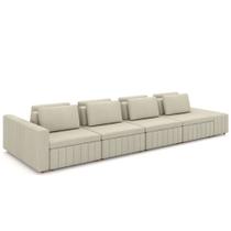 Sofá Ilha e Puff Sala Living 425cm Siesta M22 Linho Areia - Mpozenato