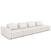 Sofá Ilha e Puff Sala Living 505cm Siesta M22 Bouclê Bege Claro - Mpozenato Sofá Ilha e Puff Sala Living 505cm Siesta M22 Bouclê Bege Claro - Mpozenato