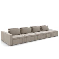 Sofá Ilha e Puff Sala Living 505cm Siesta M22 Veludo Bege - Mpozenato Sofá Ilha e Puff Sala Living 505cm Siesta M22 Veludo Bege - Mpozenato