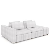 Sofá Ilha Living com Puff 285cm Siesta M22 Bouclê Branco - Mpozenato