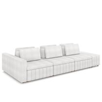 Sofá Ilha Living com Puff 335cm Siesta M22 Bouclê Branco - Mpozenato Sofá Ilha Living com Puff 335cm Siesta M22 Bouclê Branco - Mpozenato
