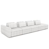 Sofá Ilha Living com Puff 505cm Siesta M22 Bouclê Branco - Mpozenato Sofá Ilha Living com Puff 505cm Siesta M22 Bouclê Branco - Mpozenato