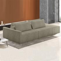 Sofá Ilha Modulado Milos 252cm Puff Lateral Bouclê Bege G33 - Gran Belo Sofá Ilha Modulado Milos 252cm Puff Lateral Bouclê Bege G33 - Gran Belo