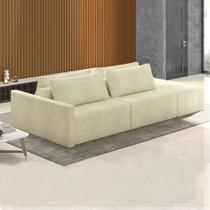 Sofá Ilha Modulado Milos 252cm Puff Lateral Bouclê Off White G33 - Gran Belo Sofá Ilha Modulado Milos 252cm Puff Lateral Bouclê Off White G33 - Gran Belo