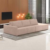 Sofá Ilha Modulado Milos 342cm Puff Lateral Veludo Rosê G33 - Gran Belo Sofá Ilha Modulado Milos 342cm Puff Lateral Veludo Rosê G33 - Gran Belo