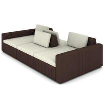 Sofá Ilha Modular 3,04 com Encosto RemovÍvel Bordado Kauai Linho e Sintético - Larbelle Móveis